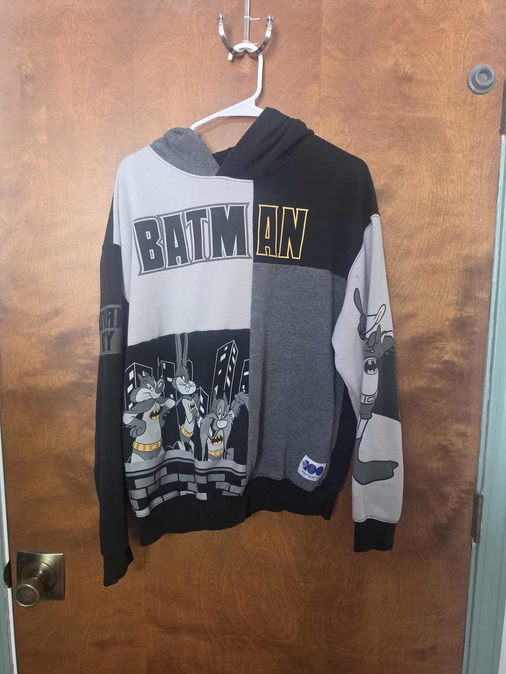 Warner Bros. Batman Split-Panel Hoodie - Black, Gray & Yellow